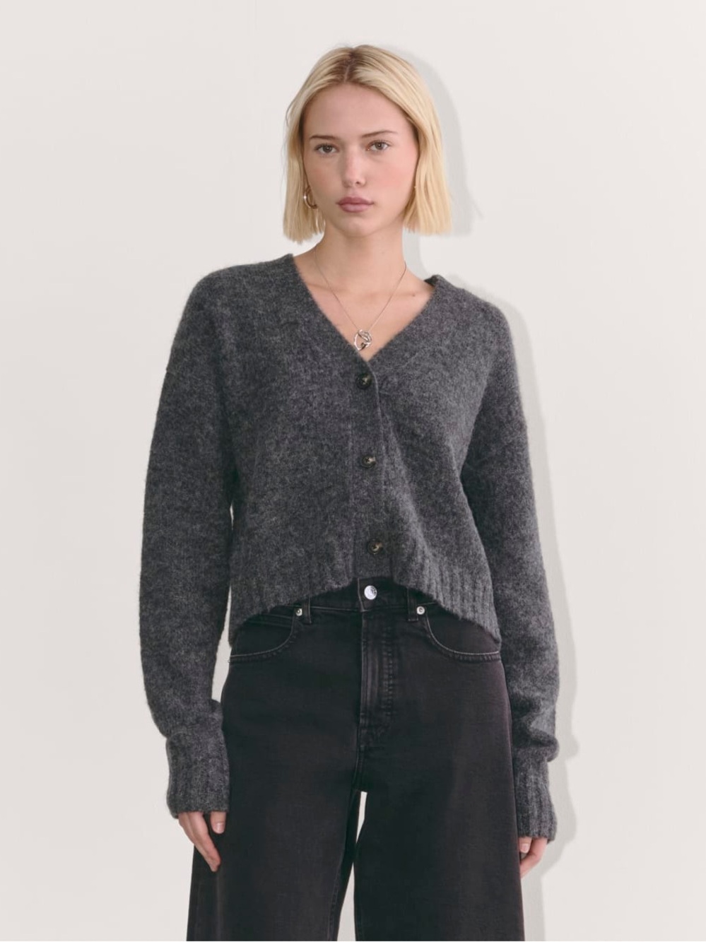 EVERLANE THE BOXY CARDIGAN IN DARK GREY XS